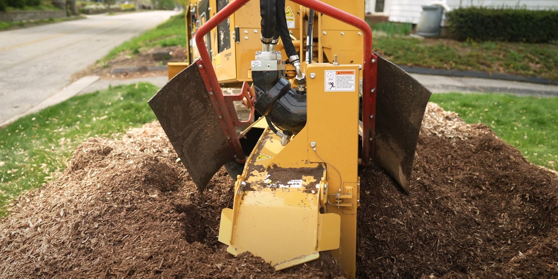 Professional stump grinding and removal services Professional stump grinding equipment in action in Carson, CA
